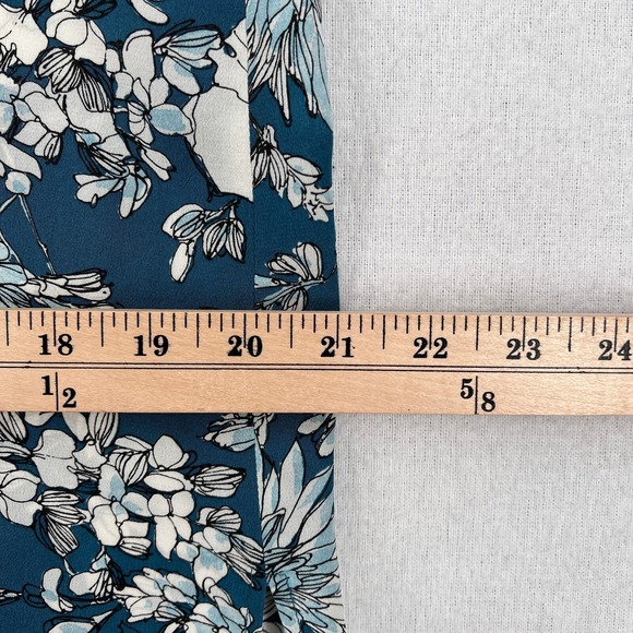 WEEKEND MAX MARA Adda Silk Top XS Floral Print Teal White Long Sleeve Blouse - Picture 14 of 15